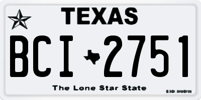 TX license plate BCI2751