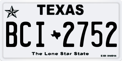 TX license plate BCI2752
