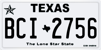 TX license plate BCI2756
