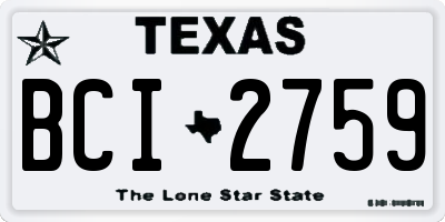 TX license plate BCI2759