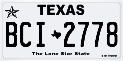 TX license plate BCI2778