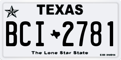 TX license plate BCI2781