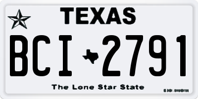 TX license plate BCI2791