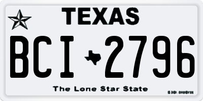 TX license plate BCI2796