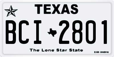 TX license plate BCI2801