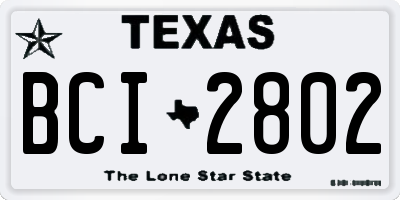 TX license plate BCI2802
