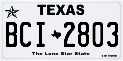 TX license plate BCI2803
