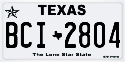 TX license plate BCI2804