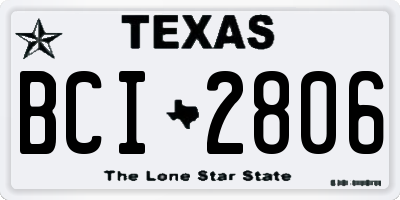 TX license plate BCI2806