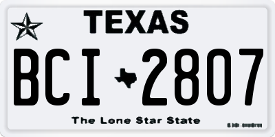 TX license plate BCI2807