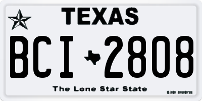 TX license plate BCI2808