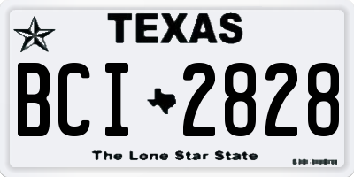 TX license plate BCI2828