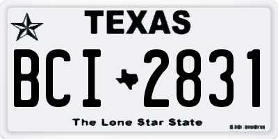 TX license plate BCI2831