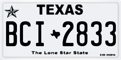 TX license plate BCI2833