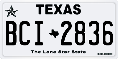 TX license plate BCI2836