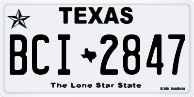 TX license plate BCI2847