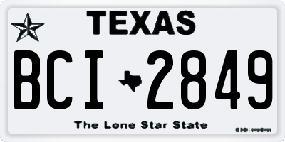 TX license plate BCI2849