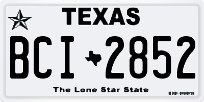 TX license plate BCI2852