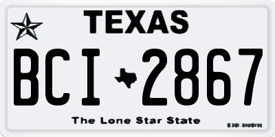 TX license plate BCI2867