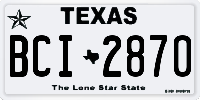 TX license plate BCI2870