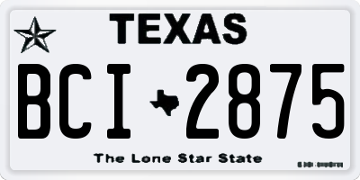 TX license plate BCI2875
