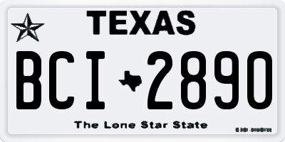 TX license plate BCI2890