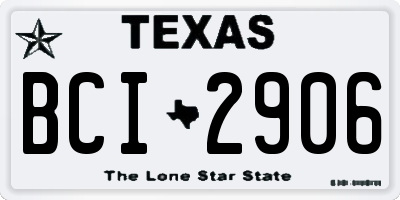TX license plate BCI2906