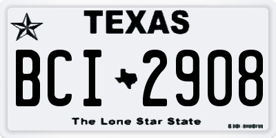 TX license plate BCI2908