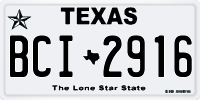 TX license plate BCI2916