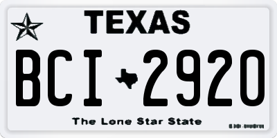 TX license plate BCI2920