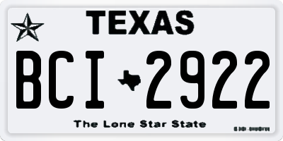 TX license plate BCI2922