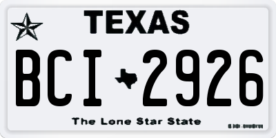 TX license plate BCI2926