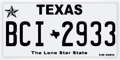 TX license plate BCI2933