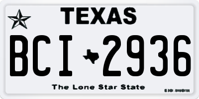TX license plate BCI2936