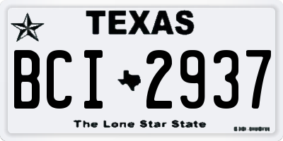 TX license plate BCI2937