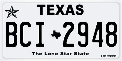 TX license plate BCI2948