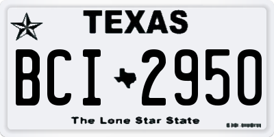 TX license plate BCI2950