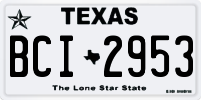 TX license plate BCI2953