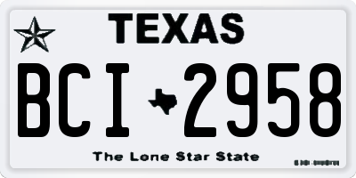 TX license plate BCI2958