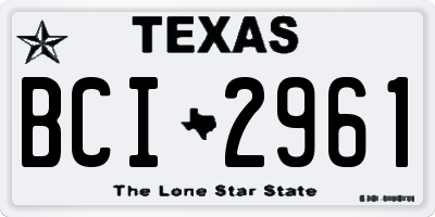 TX license plate BCI2961