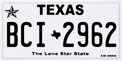 TX license plate BCI2962