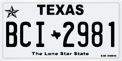 TX license plate BCI2981
