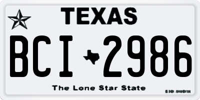 TX license plate BCI2986