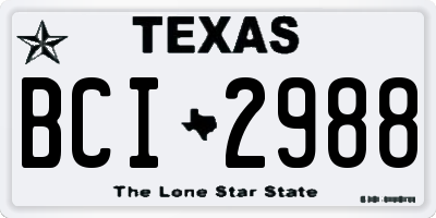 TX license plate BCI2988