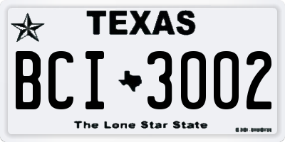 TX license plate BCI3002
