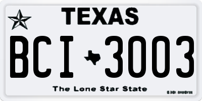 TX license plate BCI3003