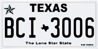 TX license plate BCI3006