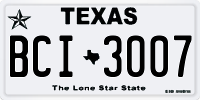TX license plate BCI3007