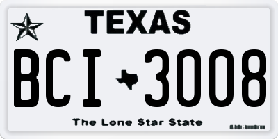 TX license plate BCI3008