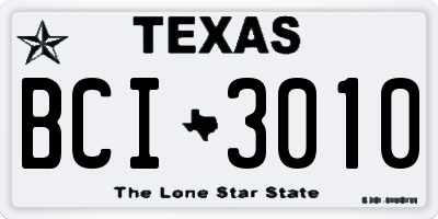 TX license plate BCI3010